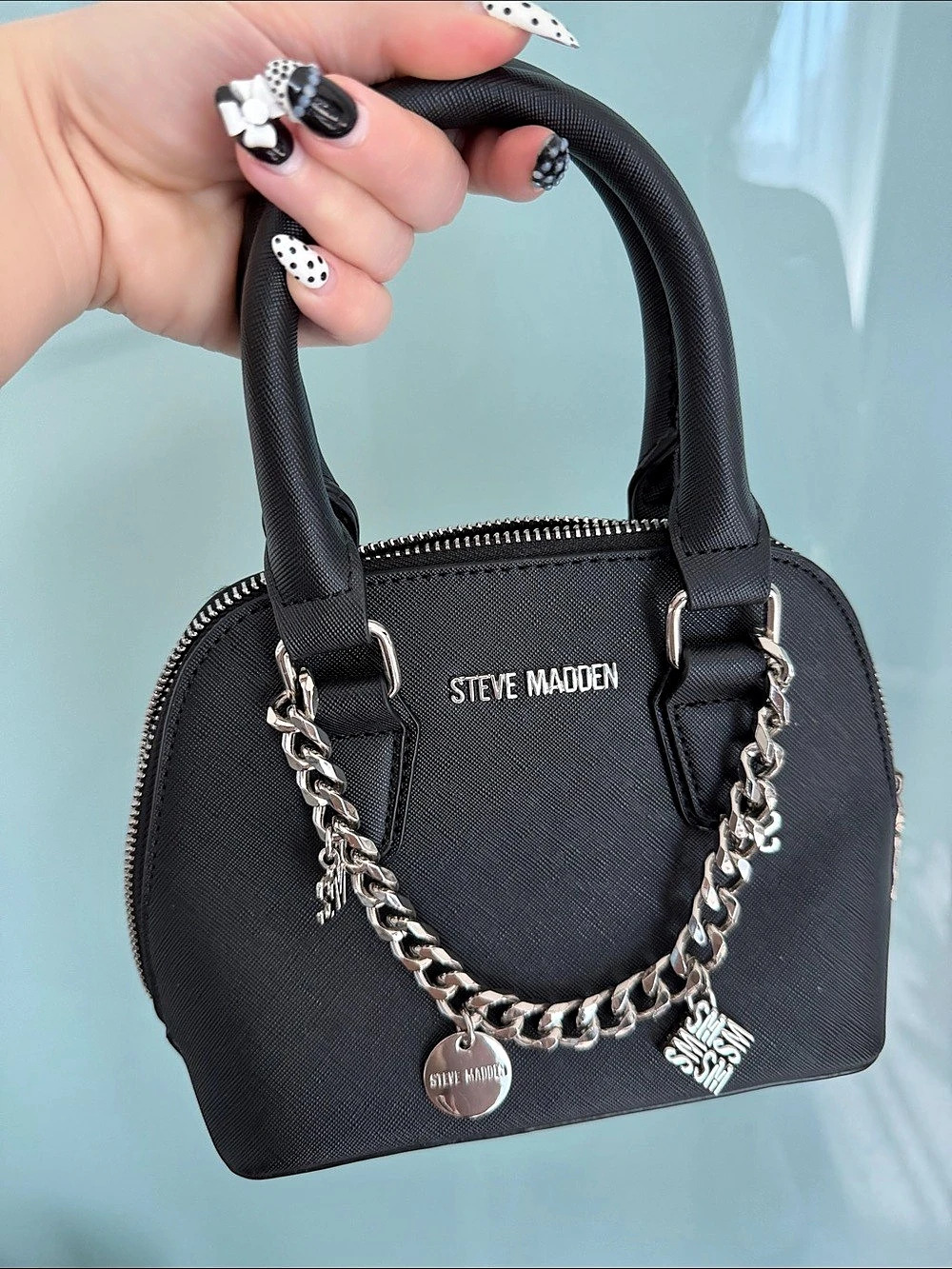 Steve Madden Charm Black Mini Satchel